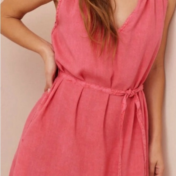 NEW CLOTH & STONE XS SMOCKED YOKE MINI DRESS Havana pink 100% tencel rayon - Picture 12 of 12